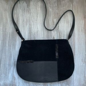 Swarovski Leather and Suede Shoulder Bag